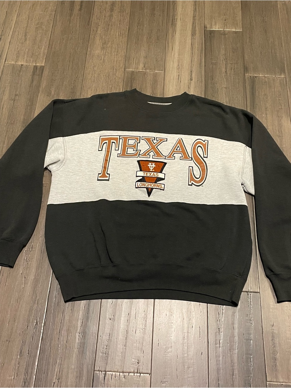 Vintage Texas Longhorns Sweatshirt Large Black Gray Embroidered